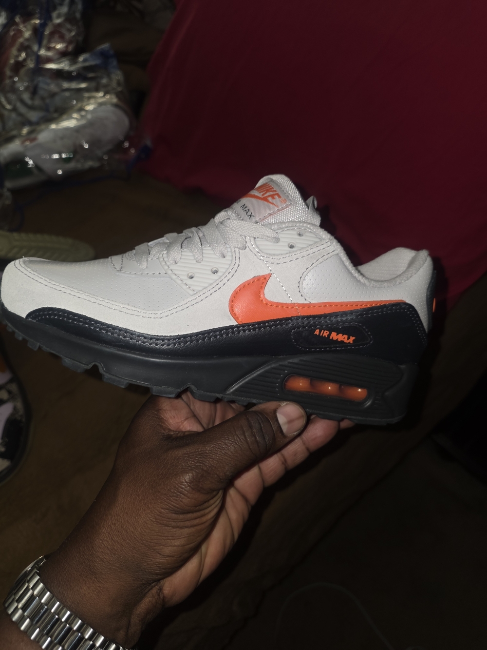 Nike Air Max Men’s White & Orange Low-Top Sneakers